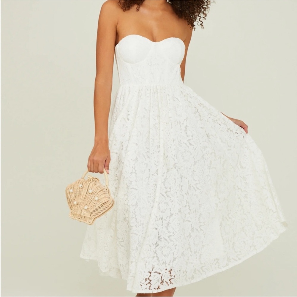 NWT Altar’d State Karen White Lace Midi Dress, size medium, graduation/bridal